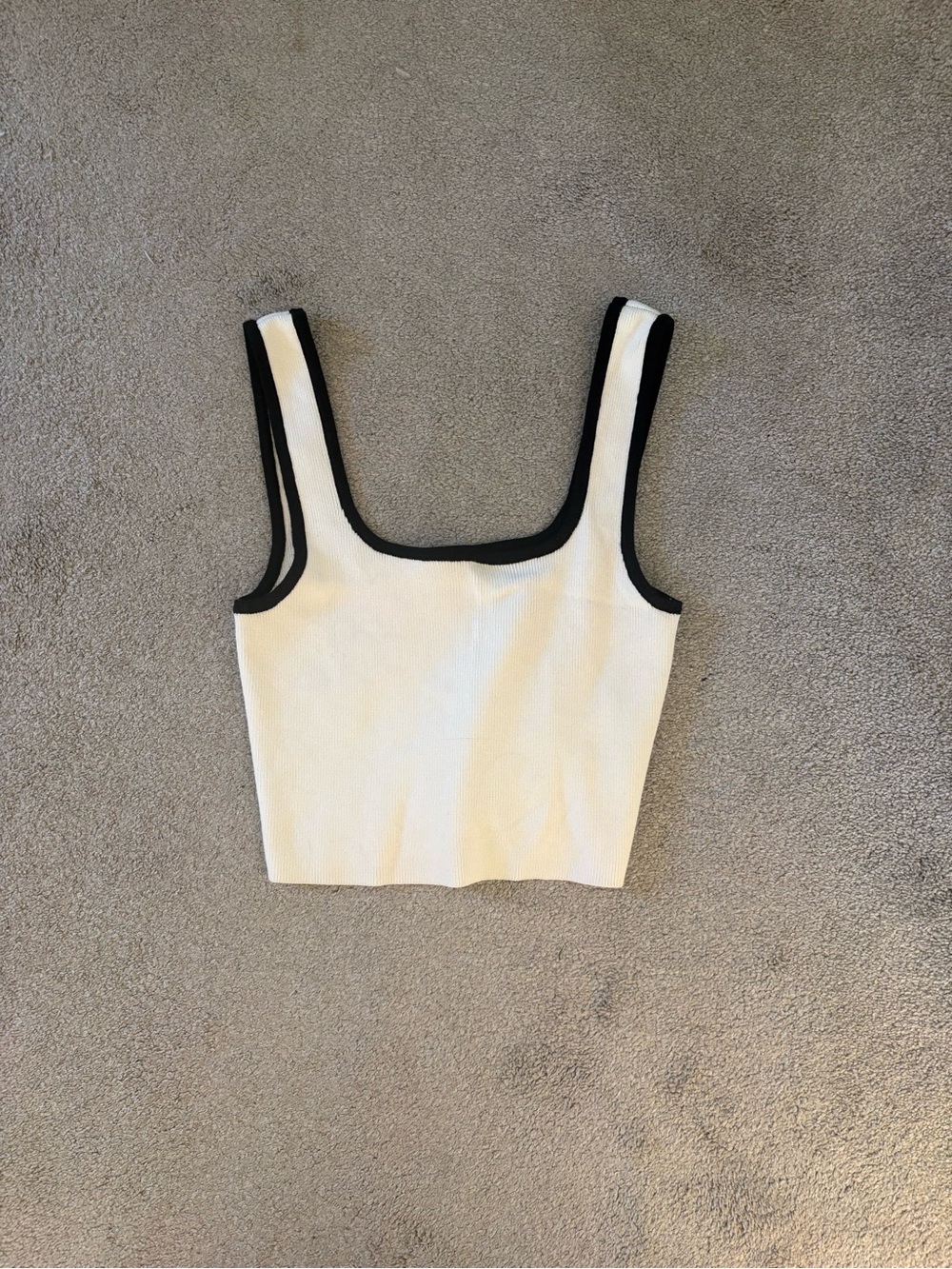 Dynamite Classic Scoop-Neck Ribbed Crop Tank - White with Black Trim